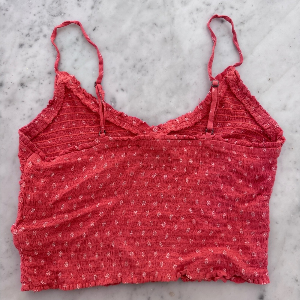 Hollister red floral ruched tank - Picture 2 of 3